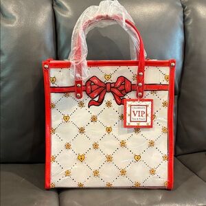 Red and White Tote with Bow Design
